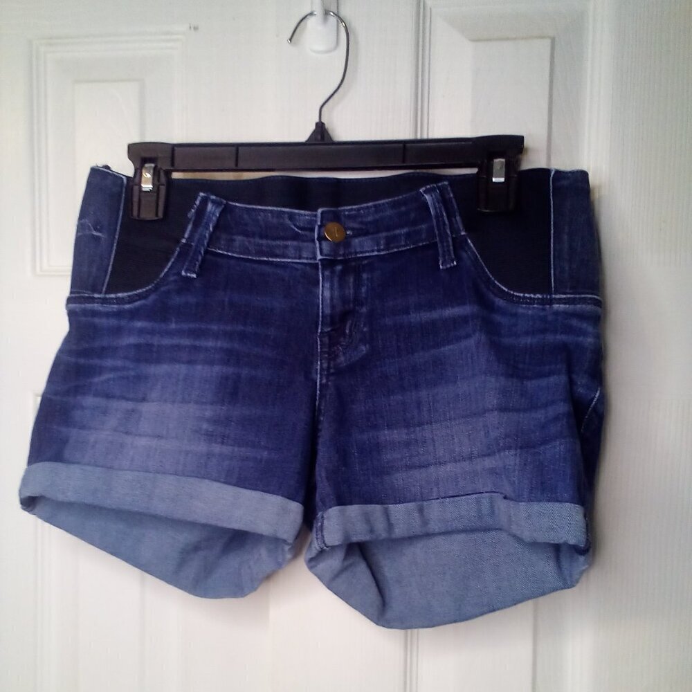 Isabel Maternity Shorts 4 Midi Short Side Panels Denim Blue